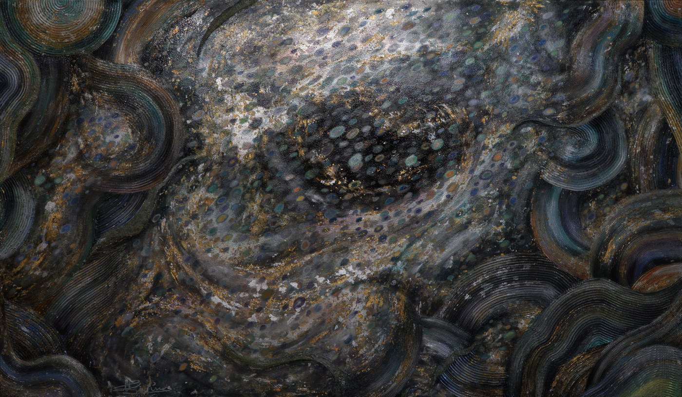 Cosmic Sea (100x170cm) mixed media on canvas